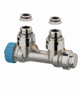 Heimeier Ventil-Einrohrsystem Multilux Rp 1/2/G 3/4, Eck, IG, RG vernickelt