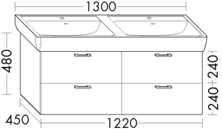Burgbad Waschtischunterschrank sys30 122x48x45cm, 2 Schubl/2 Auszüge, Sana