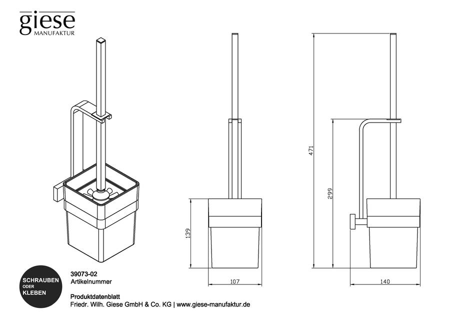 Artikelbild 2 des Artikels „Giese WC-Garnitur Gifix Tono 140x471x107mm, m satinier Gl., verchr. verchromt“