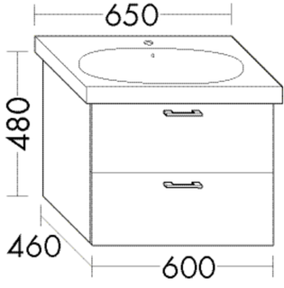 Burgbad Waschtischunterschrank sys30 60x48x46cm, Sana, 1 Schublade/1 Auszug