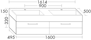Burgbad MG D-WT-Unterschrankset Crono 161,4x47x50cm, 2 Ausz., lack. Hochglanz