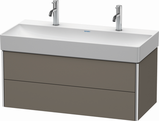 DU WTU XSquare 397x984x460mm 2 Schubk., Flannel Grey Seidenmatt ES Nussb