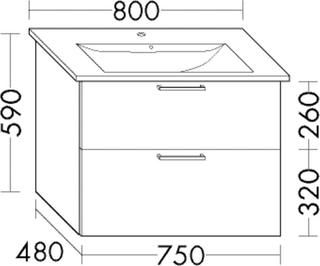 Burgbad Waschtischunterschrank Diago 75x58x48cm, h-rot ma, 1 Lade/1 Auszug