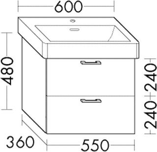 Burgbad Waschtischunterschrank Diago 55x48x36cm, 1 L/1 Ausz., anthr. Ultram.