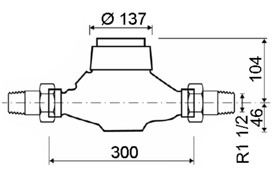 Artikelbild 2 des Artikels „Deltamess Mehrstrahl-Nassläufer MNK Fallr., DN 40, Q3 16,0 cbm/h, k, Std MNK Fallrohr“