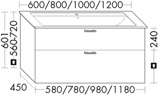 Burgbad Waschtischunterschrank sys30 58x60,1x45cm, Sana, 1 Schublade/Auszug