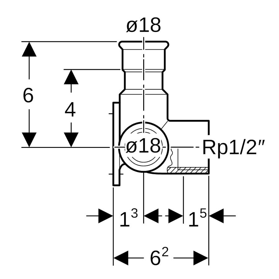 Artikelbild 3 des Artikels „Geberit Eckanschlusswinkel Mapress 90Gr, ES, DN 15/15/15, Durchmesser 18mm DN 15/15/15, Durchmesser 18 mm“