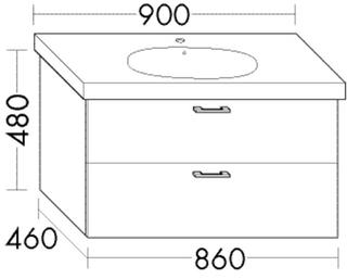 Burgbad Waschtischunterschrank Diago 86x48x46cm, we ma, 1 Schublade/1 Auszug