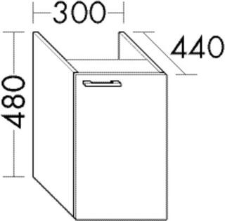 Burgbad Unterschrank Diago 35x48x44cm, 1 T, rechts, Dunkelgrau Matt