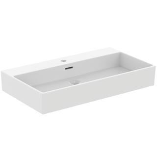 IS Waschtisch Extra 80x45x15cm, m Hahnl. u. ÜL, seidenweiß