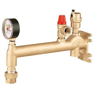 Caleffi Gefäßanschlussgruppe 3/4"x3 b, MS, mit Kappenventil bis 50 kW