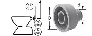 STEDO Unitasmanschette für Spülrohr d= 48mm, Rohr d= 28 - 30mm