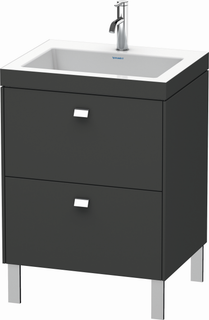Duravit Waschtischunterschrankset Brioso 60x48cm, chr/Beton matt, ohne Hahnloch