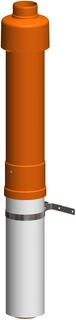 MHG Schacht-Doppelrohr Atec DN 80/125, 650mm, rot, m Haube, f AGL