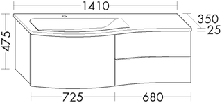 Burgbad MG-WT Unterschrank-Set Sinea 1.0 141x47,5x49cm, la m, L/R, m 2 L, 1 Ausz.