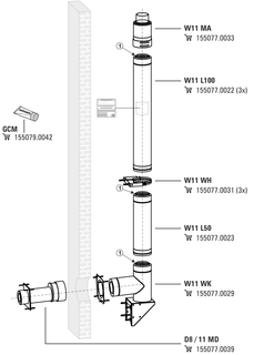 Daikin Abgasleitung Bausatz T DN 110/160, doppelw., raumluftunabhängig