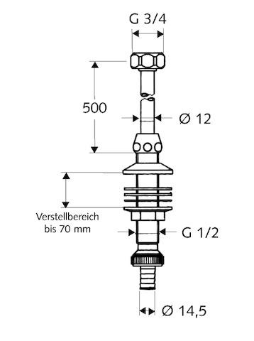 Artikelbild 2 des Artikels „Schell Spülengarnitur vc, d 12mmxG 1/2 AG, Verstellb. 1-70mm Ø 12 mm x G 1/2 AG“