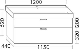 Burgbad Waschtischunterschrank Diago 115x52x44cm, 1 L/1 AZ, Marm Dek. naturgr