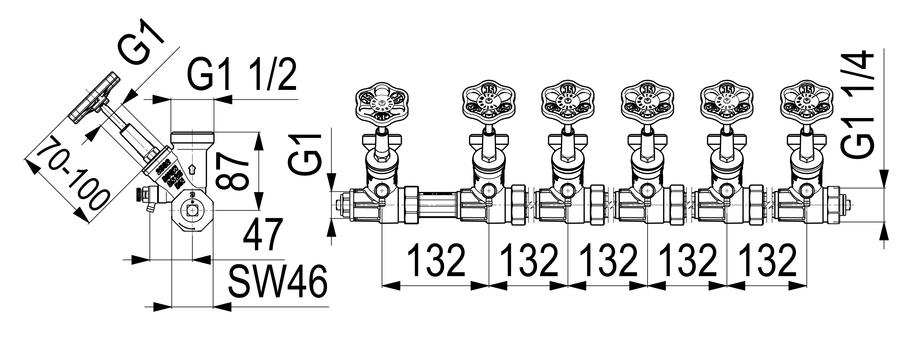 Artikelbild 2 des Artikels „Schlösser ATV-Verteiler 6-fach, DN 25, G 1x1 1/2, ohne Rinne 6-fach | DN 25, G 1 x 1 1/2“