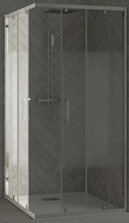 Kinedo Smart Design AC110 Schiebetür li Eckhälfte vg P chrom Dekorglas Cosmos