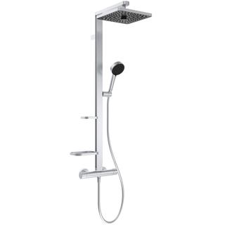 IS Duschsystem Alu+ Ceratherm m Brause-THM, 2 Ablg., Kopfbr. eck., si