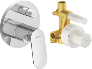 Duravit Fertigmontageset Wave UP-Wannen-Einhebelmischer, Umsteller mit automatischer Rückstellung