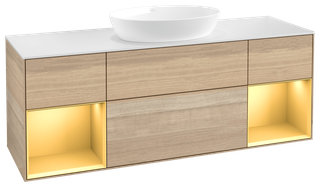 V&B WT-Unterschrank Wandbel. Finion 160cm, Pl wh. m, Reg gol m Lac, Oa ven