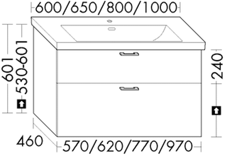 Burgbad Waschtischunterschrank sys30 77x60,1x46cm, Echo, 1 Schublade/Auszug