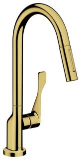 hansgrohe SPT-EHM 250 Axor Citterio mit Ausziehbrause, polished gold optic