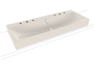 Kaldewei Aufsatz-WT SILENIO 3049-D 120x46, 2x3 HL, alp-we, P-E, pergamon