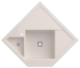 V&B Eckspüle Monumentum Abl.garn, Hand., Bef.-Set, crema C-plus
