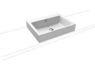 Kaldewei Aufsatz-Waschtisch PURO 3157 60x46cm, 3 Hahnl., sw, Perl-Effekt, weiß