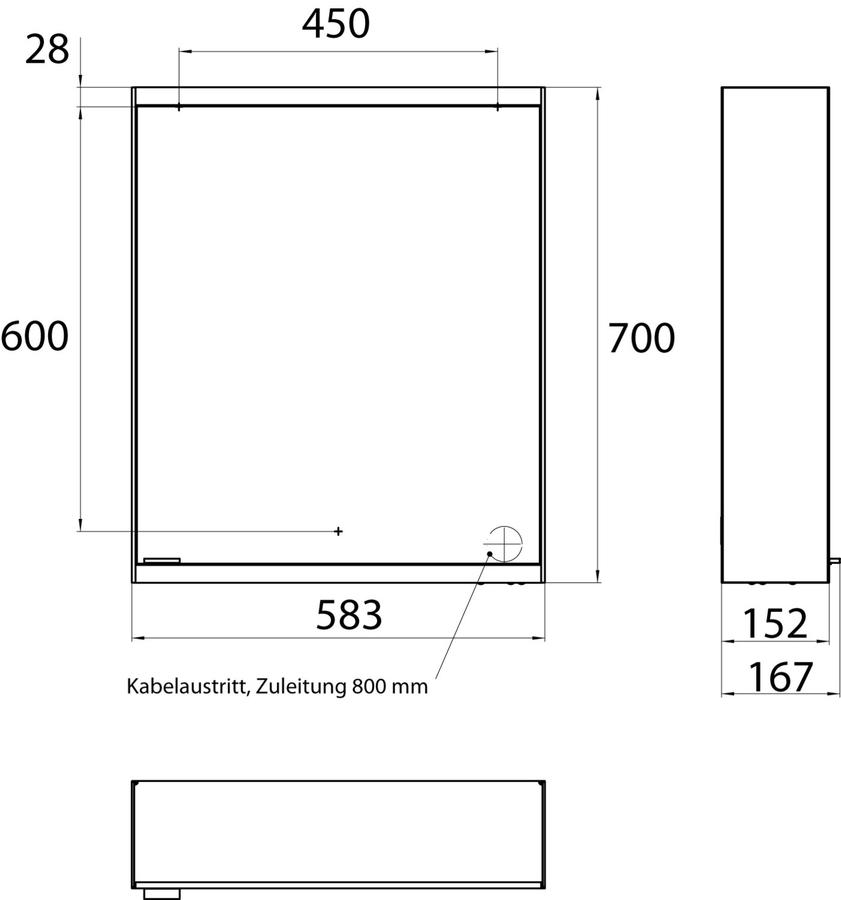 Artikelbild 2 des Artikels „EMCO Aufputz-Lichtspiegelschrank prime 2 600x700mm, 1 Tür, Anschl re, alu/Spiegel aluminium/spiegel“