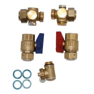 MHG Anschluss-Set Heizung ProCon E 3/4", Kugelhahn, blau/rot