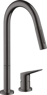 hansgrohe 2-LSpEHM 220 Axor Citterio M mit Ausziehbrause, brushed black chrome
