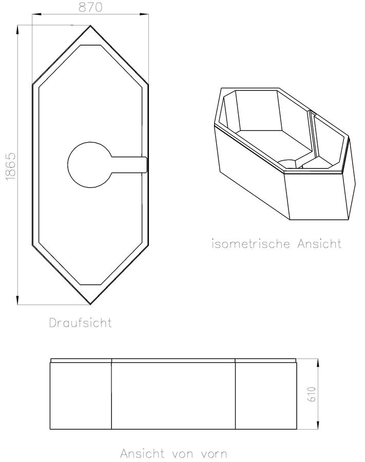 Artikelbild 2 des Artikels „Schedel Wannenträger Hoesch XL Spectra 190x90cm, 6-Eck, 6-Eck, Höhe 61cm 190 x 90 cm, 6-Eck“