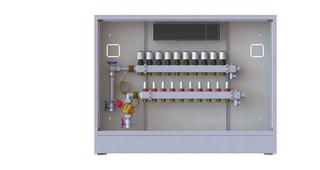 Danfoss Verteilerstation UnoFloor Basic 8 HK, Mont li, UP, mit Tür und Rahmen