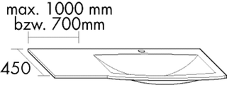 Burgbad Waschtisch-Verlängerung 70-100x1,6x45cm, weiß