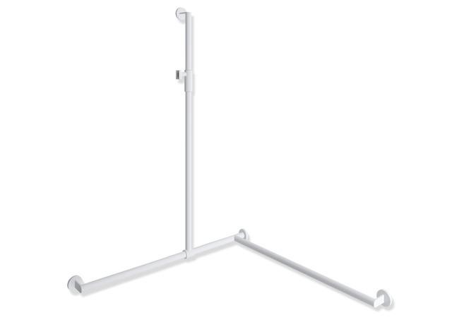 Artikelbild 1 des Artikels „HEWI Edelstahl-Duschhandlauf System 900 1250x965x965mm, ES pulverbes we matt, re 1250 x 965 x 965 mm | Edelstahl pulverbeschichtet weiß tiefmatt“