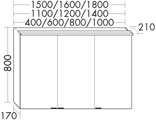 Spiegelschrank rc40 Solitaire 2 Türen, mit horizontaler LED-Beleuchtung