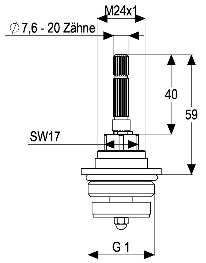 Artikelbild 3 des Artikels „UP-Ventil-Innenoberteil mit verlängerter Verzahnung, ohne Chromteile “