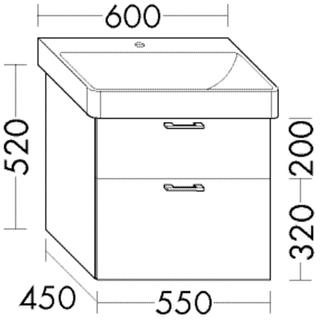 Burgbad Waschtischunterschrank Diago 55x52x45cm, we ma, 1 Schublade/1 Auszug