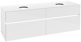 V&B Waschtischunterschrank Collaro 160x54,8x50cm, f 2 WT, m LED, glo wh.