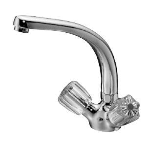 KAJA Spültisch-Zwei-Griff-Temperierarmat ND, Gußschwenkausl., Kettenhalter, chrom