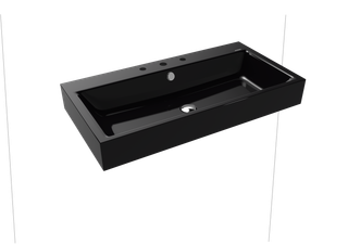 Kaldewei Wand-Waschtisch PURO 3165 90x46cm, 3 Hahnl., Perl-Effekt, schwarz