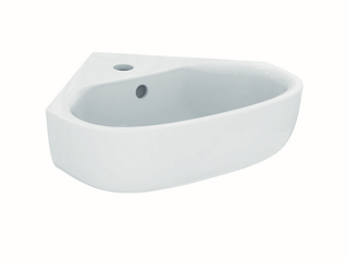 IS Eck-Waschtisch Connect E 45x41x17cm, m HL und Überlauf, weiß