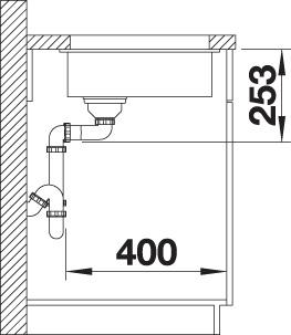 Blanco Becken SUBLINE 160-U SILGRANIT 19x46cm, tart., ohne Ablauffernbedienung