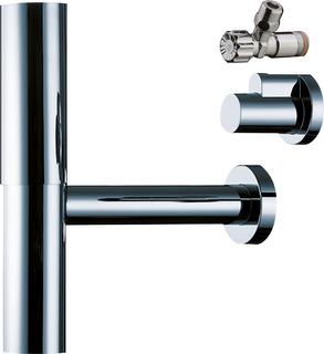 hansgrohe Designsiphon Flowstar G 1 1/4, m 2 Eckventilen u. Schuber, chr