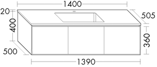 Burgbad MG WT US-Set rc40 Solitaire 140x42x50,5cm, Lackiert Matt, 3 Auszüge