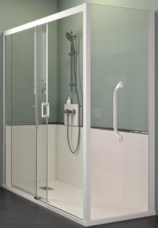 Kinedo Kinemagic Access 130x75 Ecke Halb Schiebetür Thermostat 1HGriff Kglas